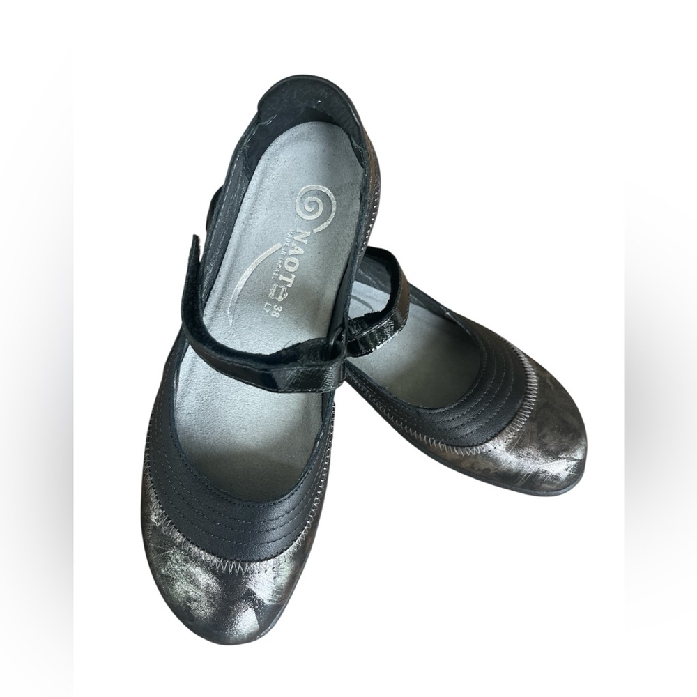 NAOT Black and Metallic Maryjane Comfort Shoes Size 38 or 7 - 7.5 - Picture 7 of 9